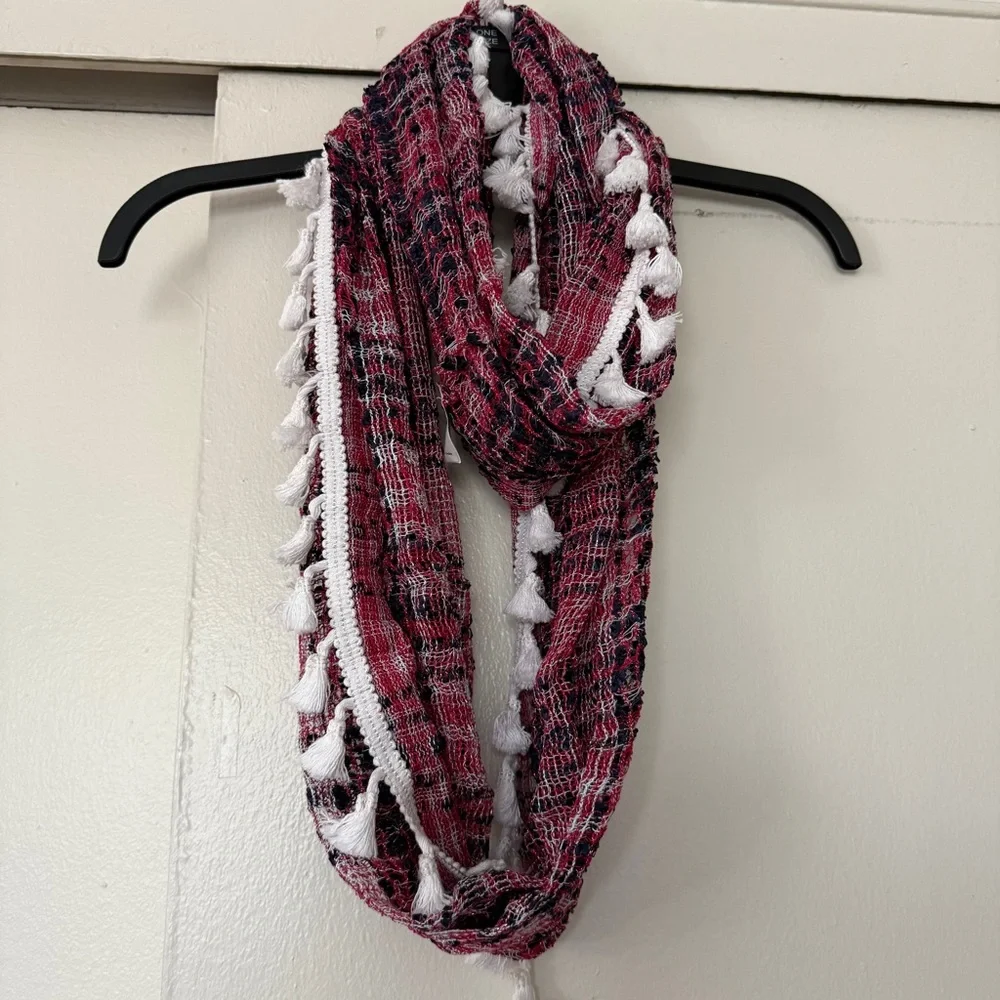 Stylish Red and White Women's Infinity Scarf